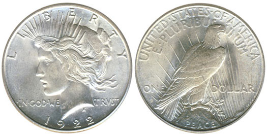 1922 silver dollar value in god we trvst