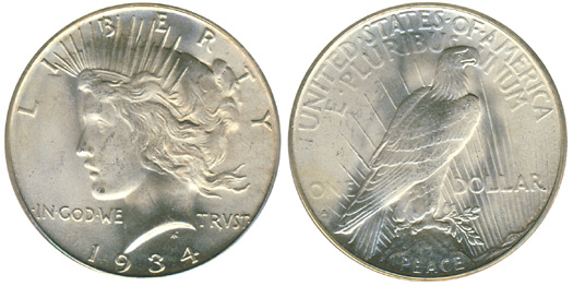 1934 S Peace Dollar